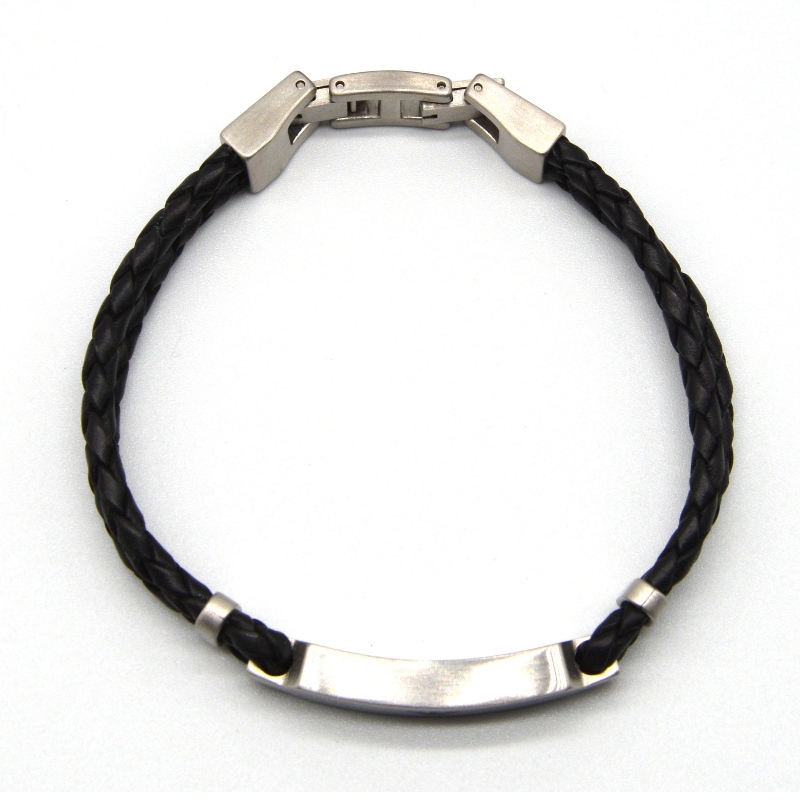 Stainless steel accessories leather bracelet rfbbg1223