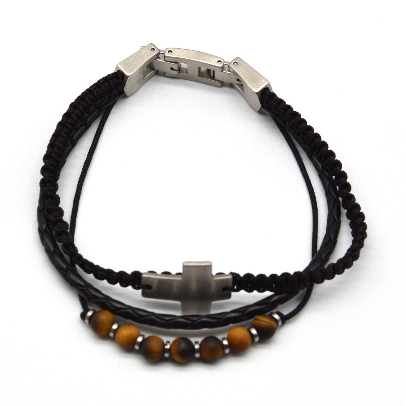 Stainless steel accessories leather bracelet rfbbg1567