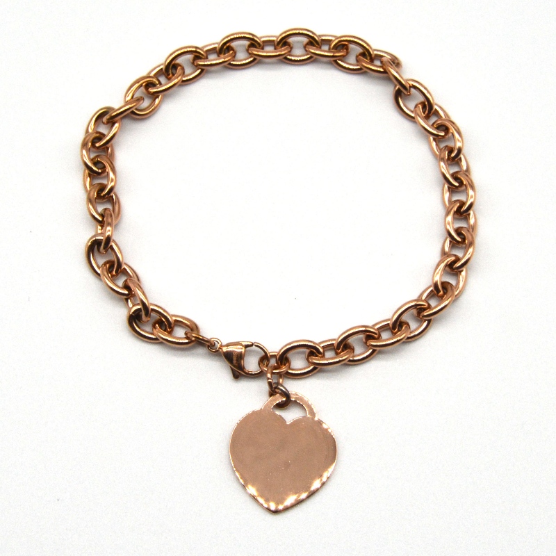 Stainless steel heart-shaped pendant chain bracelet rfbbg0069