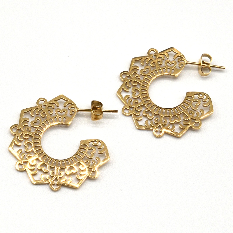 Stainless steel hollow earrings and studs rfber0055
