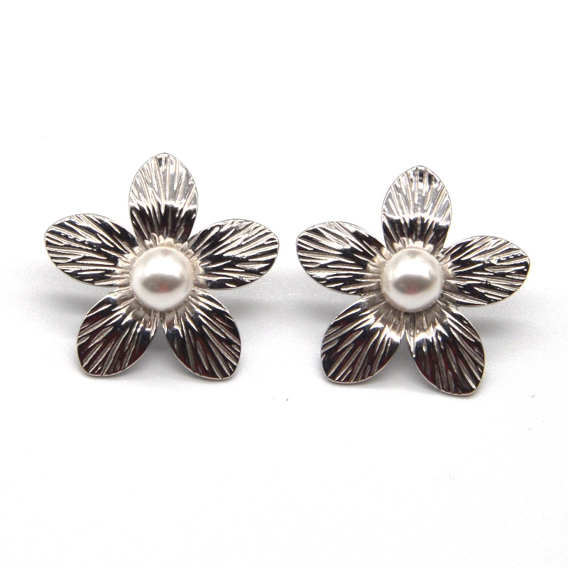 Womens Wedding Pearl Earrings Women\\\'s Flower Stainless Steel Earrings Best Gifts China Ruifanbao Jewelry Factory