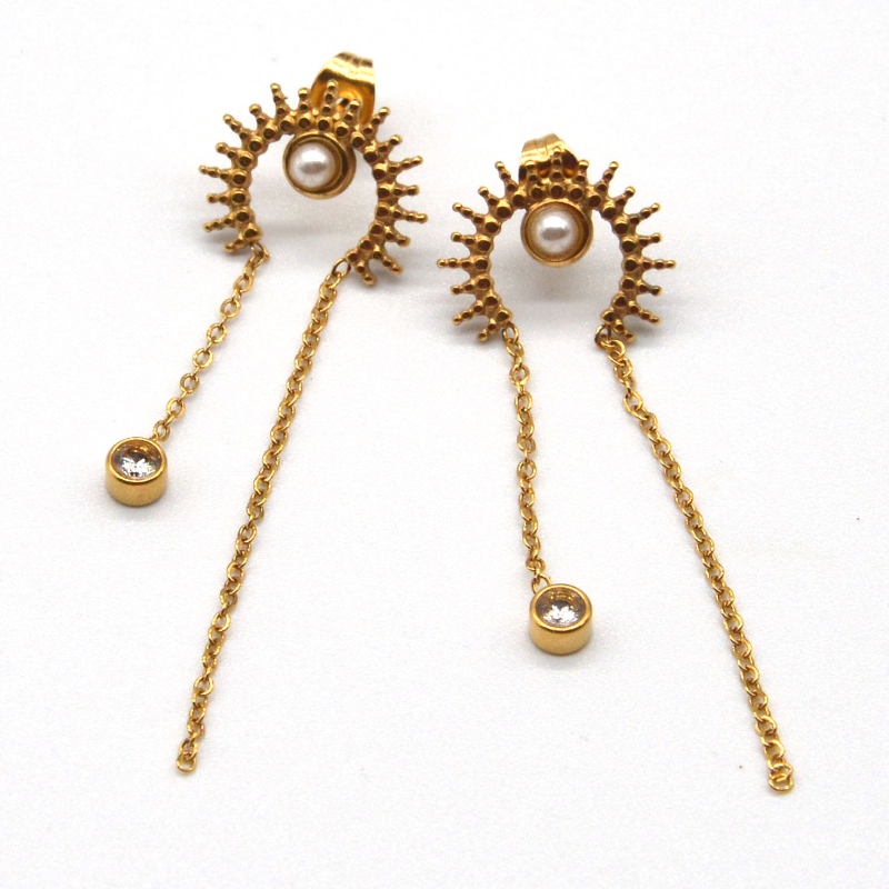 Round earrings, tassels, ribbon vacuum plating pendants, chains, pendants, cute earrings, jewelry China Ruifanbao jewelry processing factory