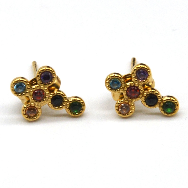 Womens cross cubic zirconia mini pavé cross earrings China Ruifanbao jewelry processing factory