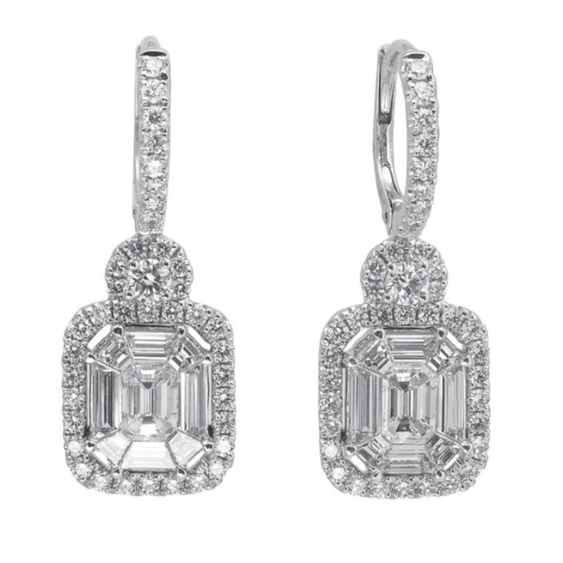 925 silver square pendant earrings, twinkling at dusk zircon earrings, Christmas jewelry suitable for women China Ruifanbao jewelry processing factory