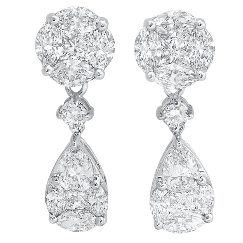 925 Sterling Silver Full Cubic Zirconia Teardrop Bride Dangle Earrings China Ruifanbao Jewelry Factory