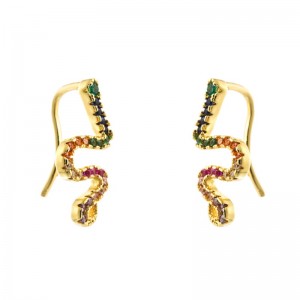 European and American fashion curve lady serpentine earrings colorful zircon earrings