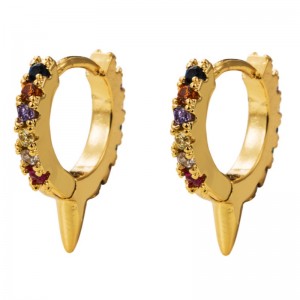 European and American ins cross-border creative fashion trendy earrings colorful zircon hip-hop awl earrings earrings