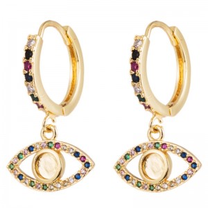 ins creative fashion copper micro-inlaid color zircon earrings female eyes earrings wild earrings Korean personalized ear buckles