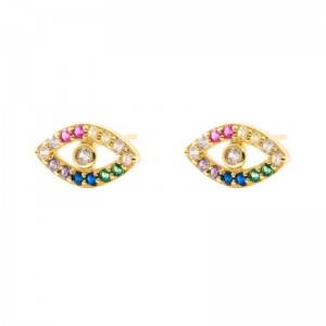 Copper gold-plated inlaid colorful zircon earrings earrings earrings European and American trends