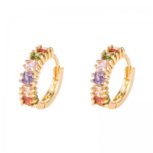Korean fashion small gold earring earrings, brass inlaid zircon, lovely earrings ins earrings