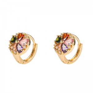 ins European and American new earrings copper micro-inlaid zircon round flower earrings electroplating color-preserving net red wind earring earrings