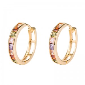 Cross-border hot sale gold-plated copper micro-inlaid zircon fashion exquisite earrings female big circle earrings hip hop earrings