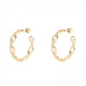 New European and American fashion geometric big ear hoop earrings female brass gold-plated micro-inlaid zircon five-pointed star ins earrings